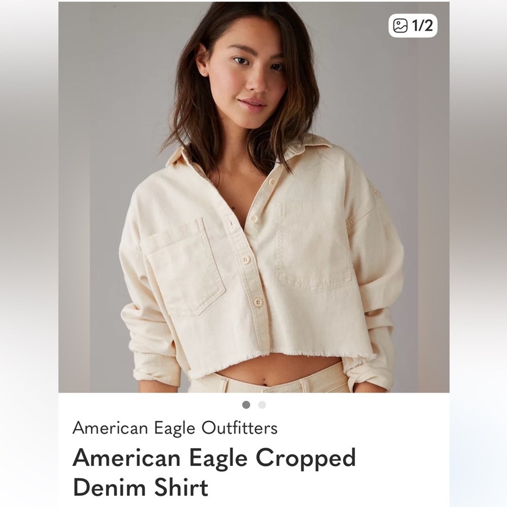 American Eagle Outfitters Off-White crop shacket